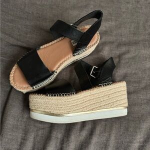 Steve Madden Black Espadrille Platform Sandals